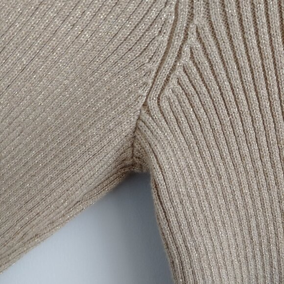 Ralph Lauren gold tan metallic ribbed cotton turtleneck sweater PP - Picture 5 of 13